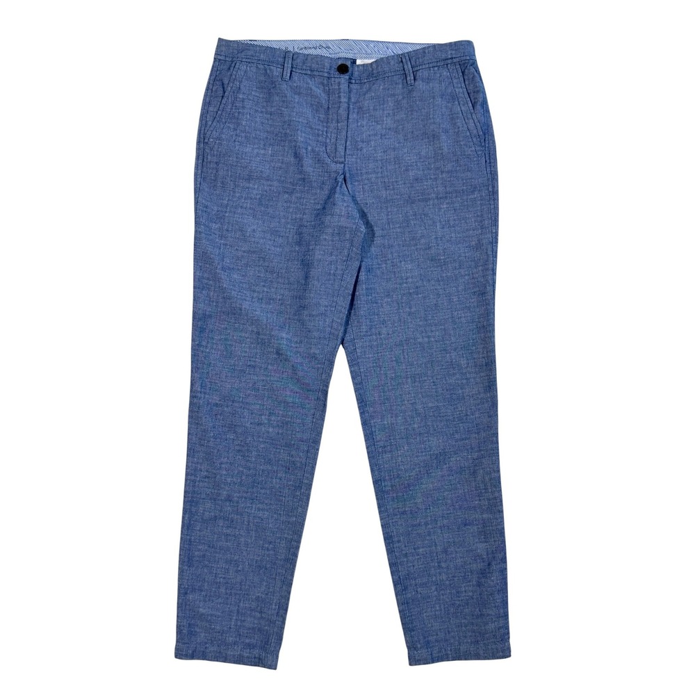Talbots Blue Girlfriend Chino Pants Women's 8 Cotton Chambray Tapered Trousers